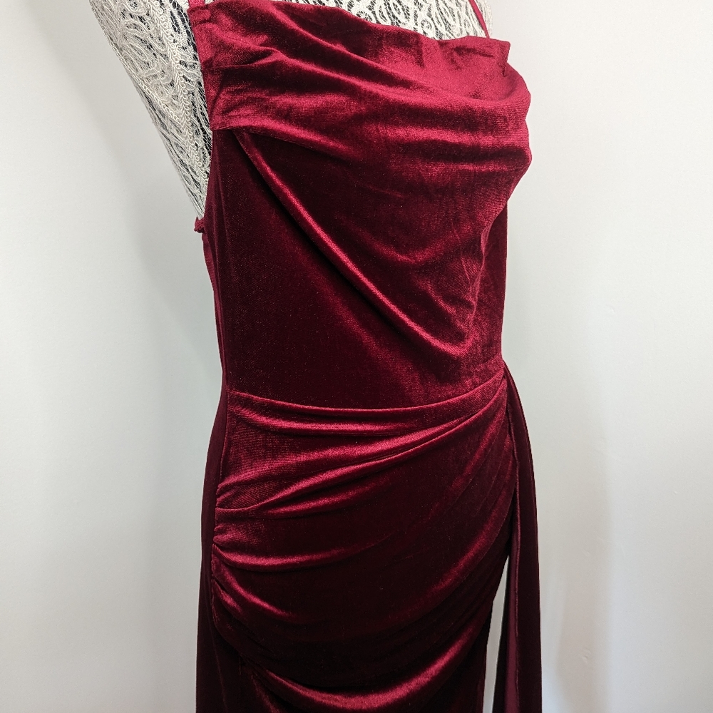Velvet Burgundy Strapless Dress - Picture 4 of 5